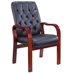 Кресло для посетителей Everprof Monaco Wood CF экокожа